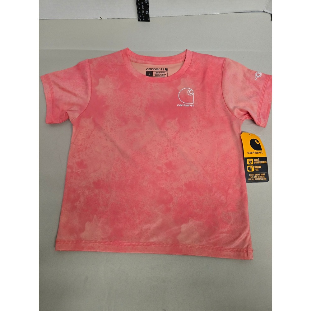 Carhartt Girls Youth Force Sun Defender Short Sleeve T Shirt Size 5 Lt Pink